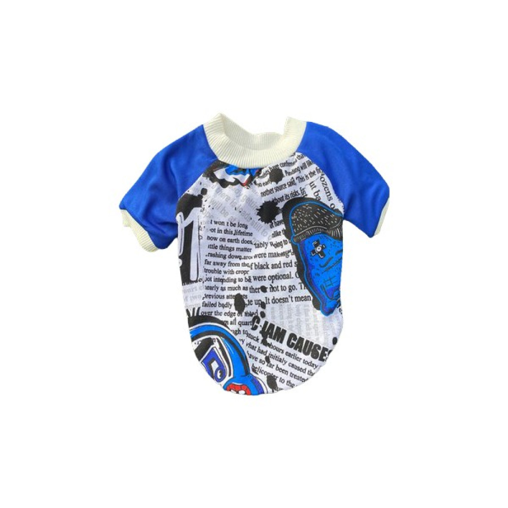 Cucciolo Saks Mavisi Baskılı Kısa Kollu Penye 1.sınıf Kedi Köpek T-Shirt M - Mavi Evcil Hayvan Ürünleri Fiyatı