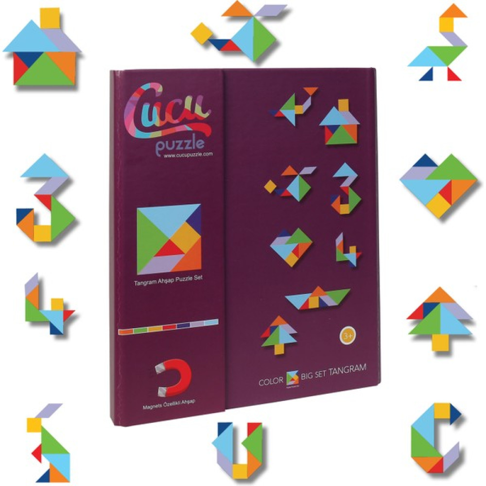Cucu Puzzle Tangram Zeka Oyunu, Ahşap ve Mıknatıslı Tangram, Tangram Zeka Geliştirici Oyun Bebek Oyuncakları Fiyatı