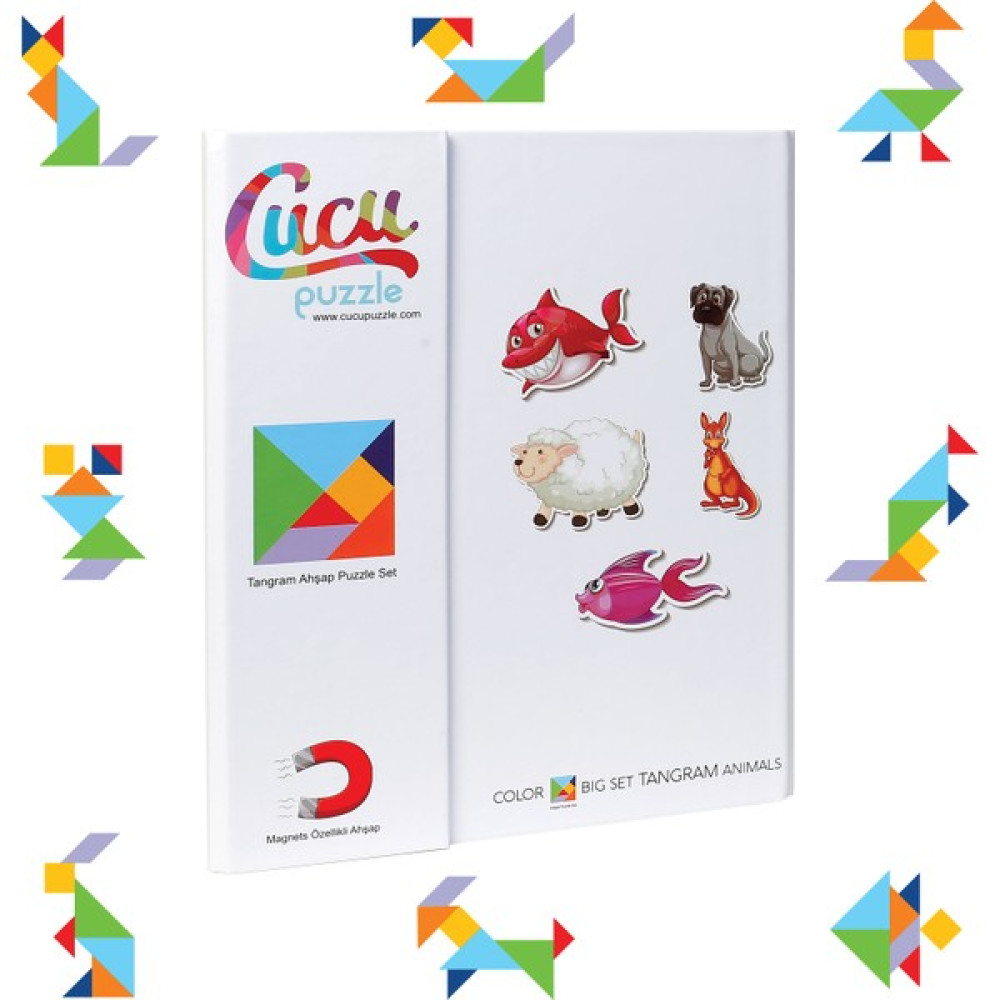 Cucu Puzzle Tangram Zeka Oyunu, Ahşap ve Mıknatıslı Tangram, Tangram Zeka Geliştirici Oyun, Hayvanları Tanıyalım Bebek Oyuncakları Fiyatı