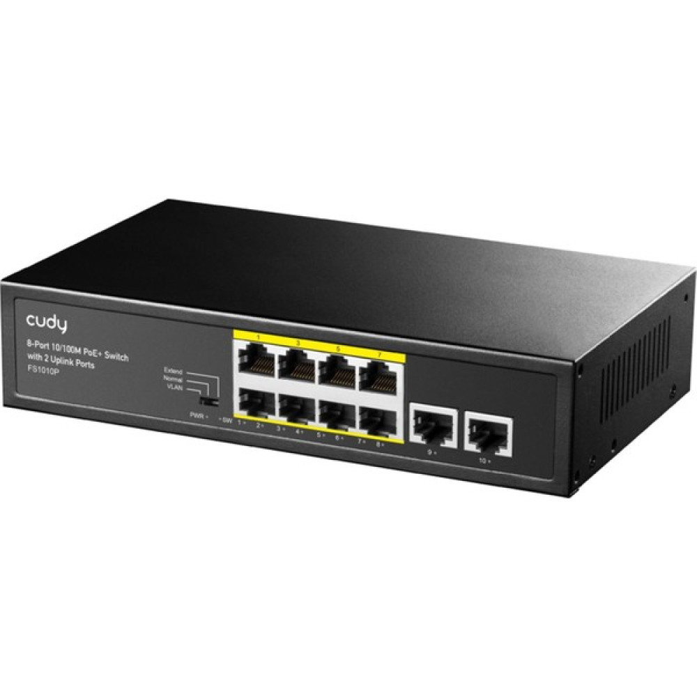 Cudy FS1010P 8 Port 10/100MBPS 120W Poe+, 2 Uplink Portlu Vlan Cctv Rack Mount Metal Switch Hub & Switch Fiyatı