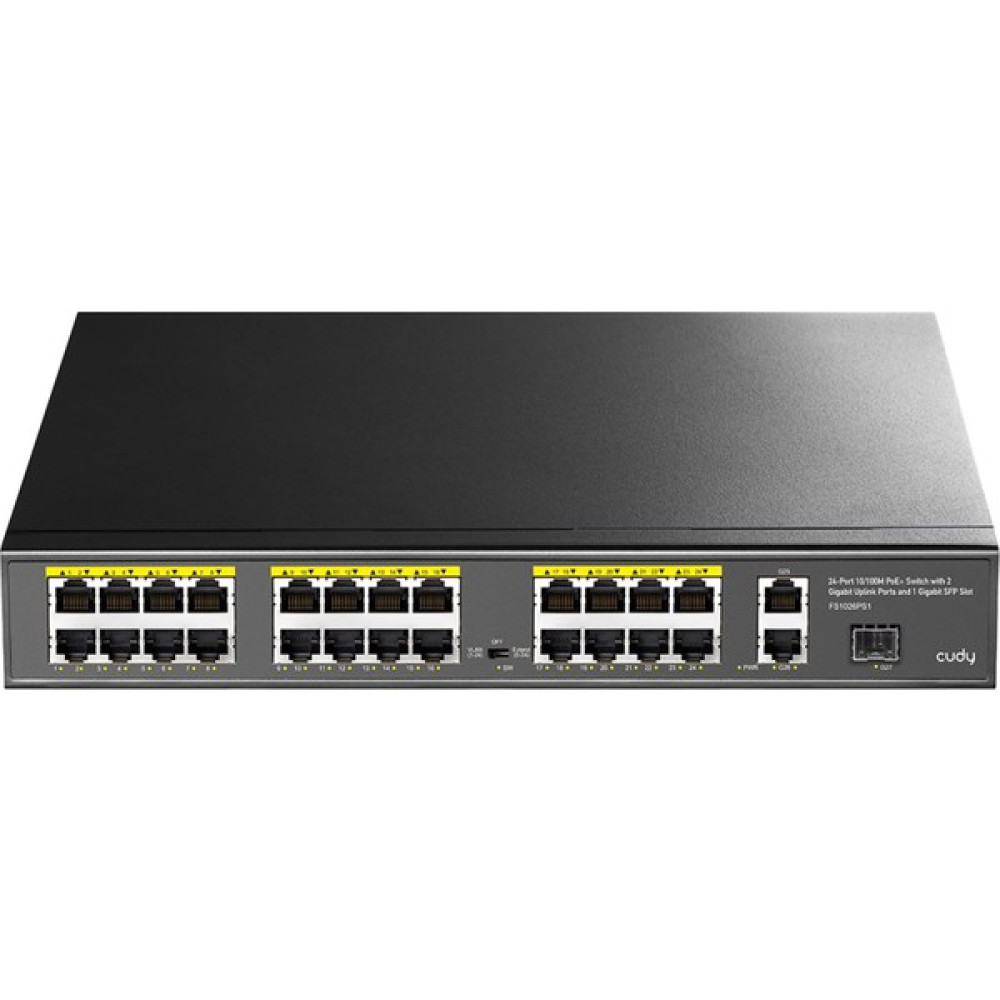 Cudy FS1026PS1 300W Poe+ 24 Port 10/100MBPS+ 2 Port 10/100/1000MBPS Gigabit+1 Port Sfp Switch Hub & Switch Fiyatı