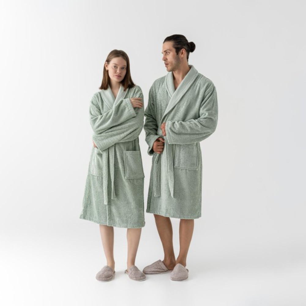 Cuha Home Aventurine Şal Yaka Bornoz Mint Set - L - XL Bornoz Fiyatı