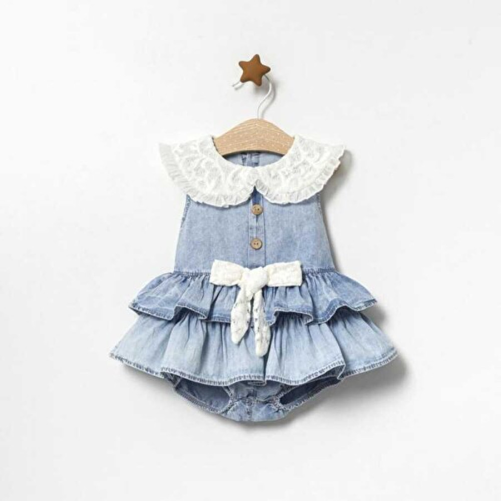 Cumino Sally Dantelli Bebe Yaka Jean Romper Bebek Tulumu Fiyatı