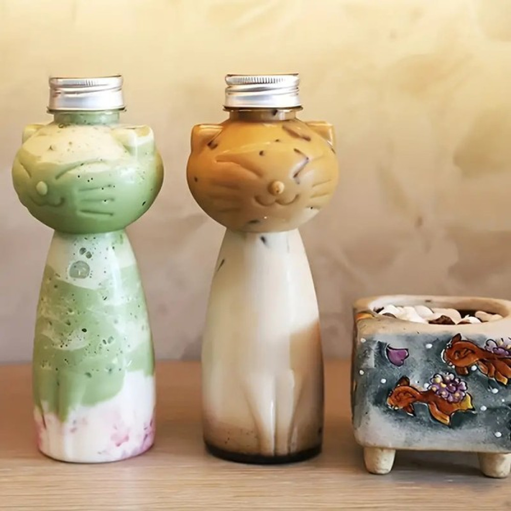 Cuppera Şeffaf Sevimli Kedi Desenli Su Şişesi - 500 ML - KEDİ Suluk Fiyatı
