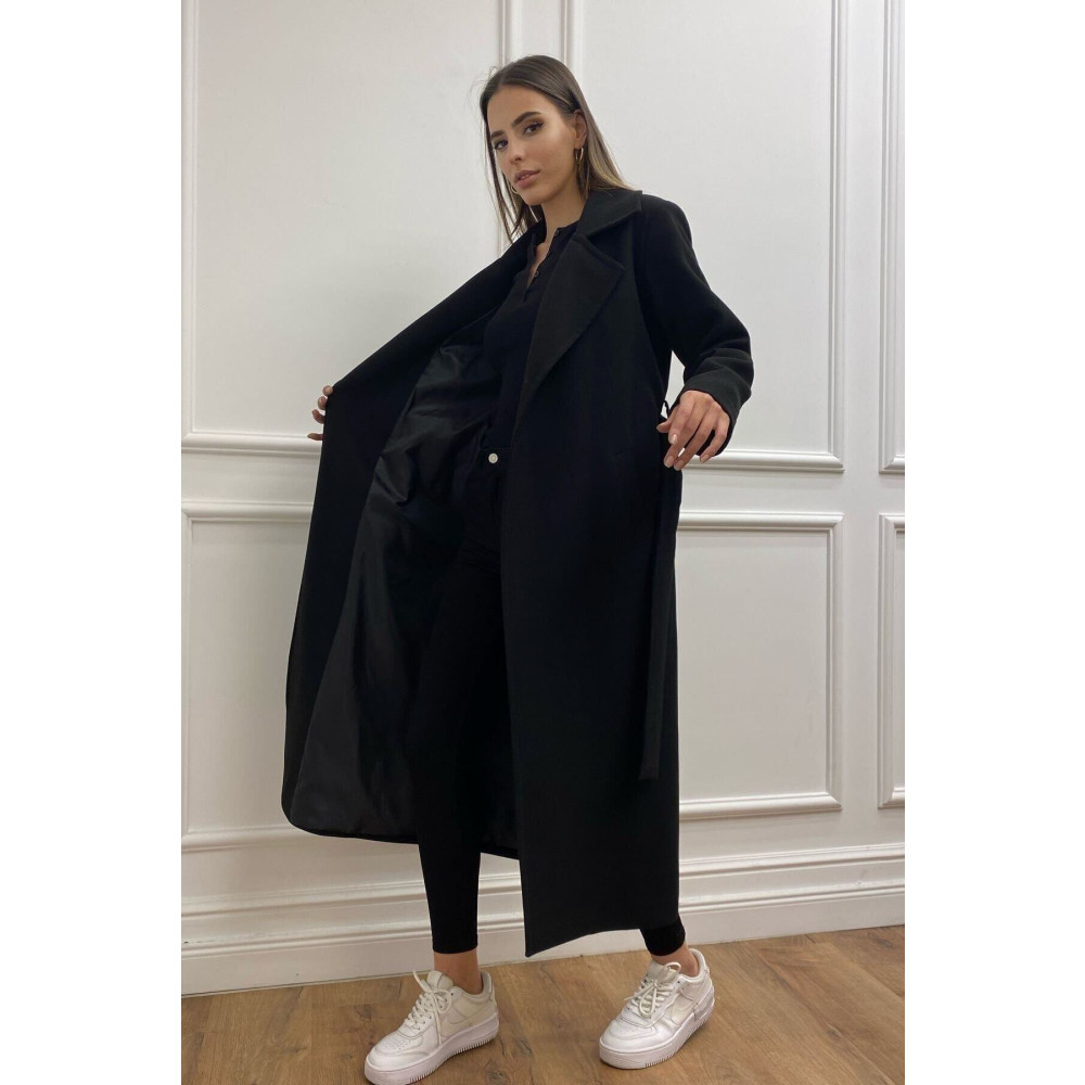 CurcunaShop Puella Kuşaklı Kaşe Kaban S Beden Bayan Mont Fiyatı
