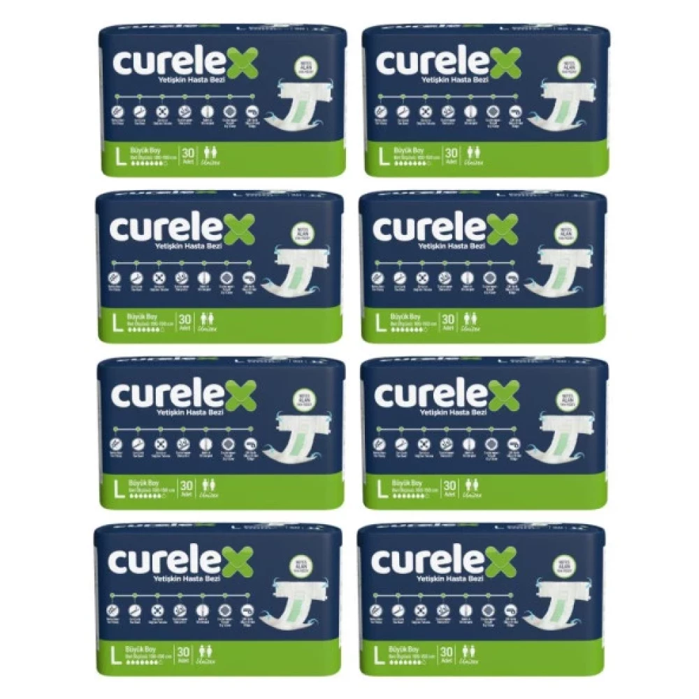 Curelex Belbantli Tekstil Yuzey Buyuk Boy (L) 30'Lu 8 Paket Hasta Bezi Hasta Bezleri ve Temizliği Fiyatı