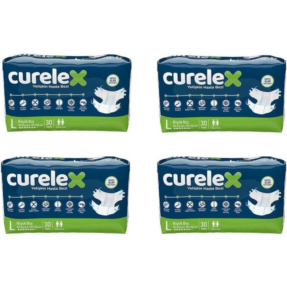 Curelex Hasta Bezi L Beden 30 Lu 4 Paket 120 Li Hasta Bezi Hasta Bezleri ve Temizliği Fiyatı