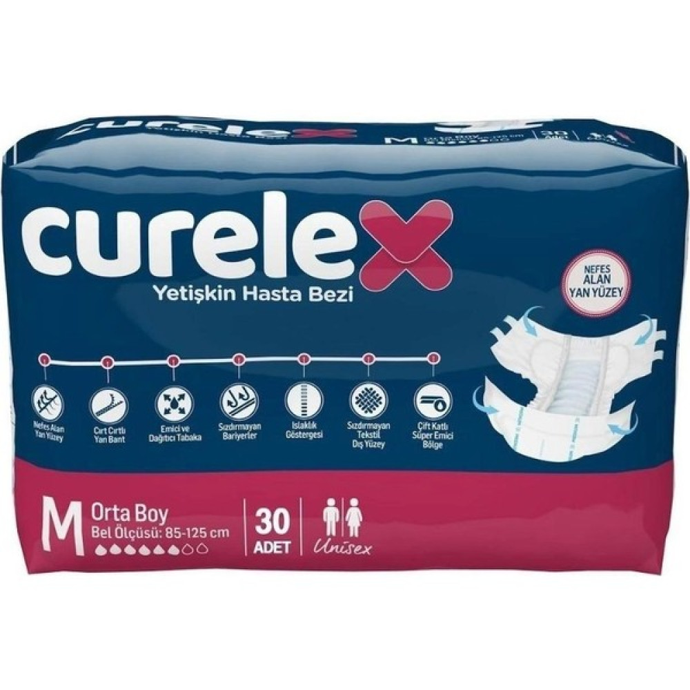 Curelex Hasta Bezi Yetişkin Bel Bantlı Tekstil Yüzey M-Orta Boy 360 Adet Tekli Pk (12PK*30) - M Oto Boyaları Fiyatı