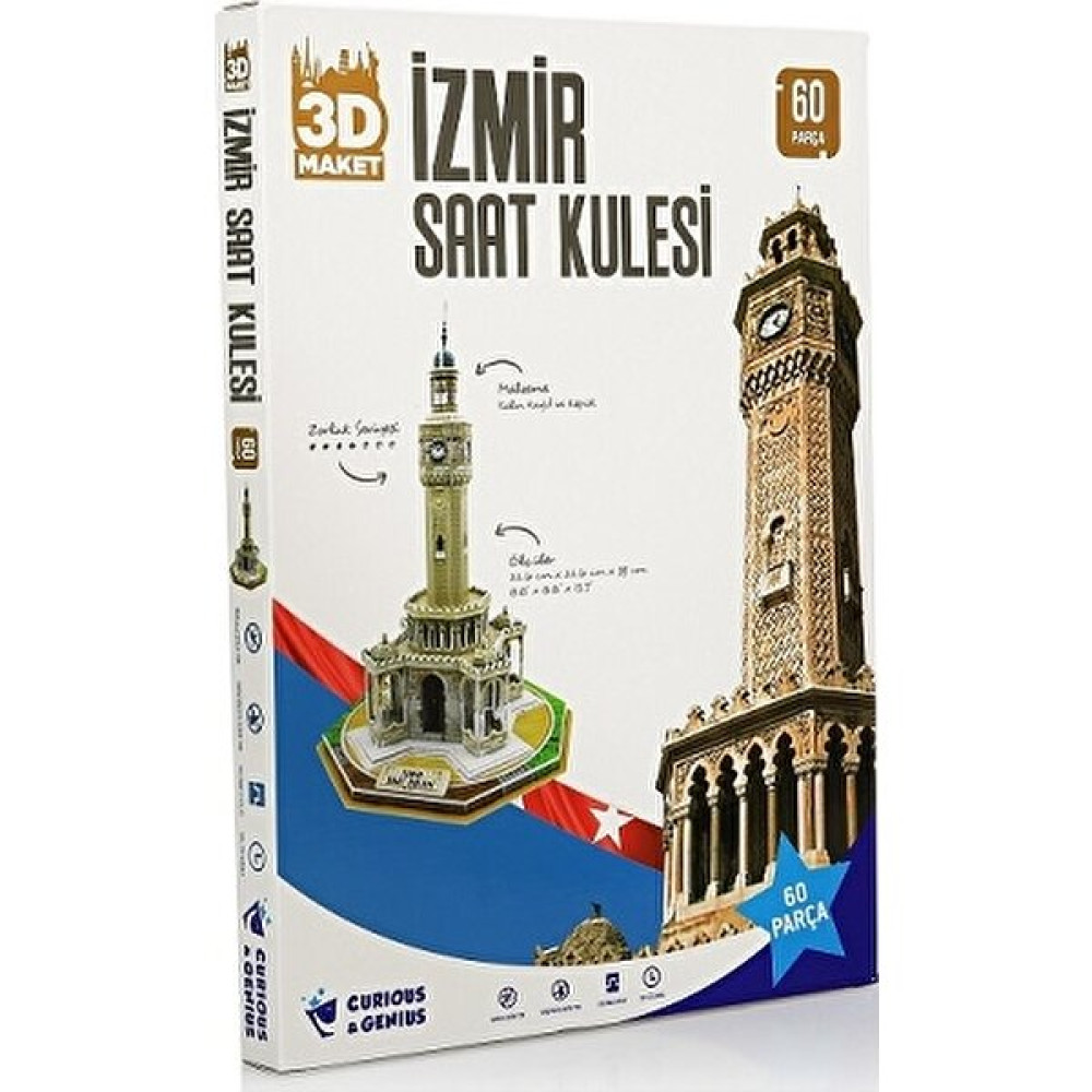 Curious&Genius Izmir Saat Kulesi 60 Parça 3D Puzzle Puzzle & Aksesuarları Fiyatı
