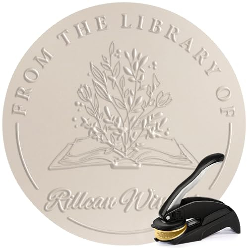 Custom Library Embosser | Personalized Book Embosser | Personal Library Embosser Custom Stamp Seal from The Library of | Floral Book Embosser (Flowers 1)