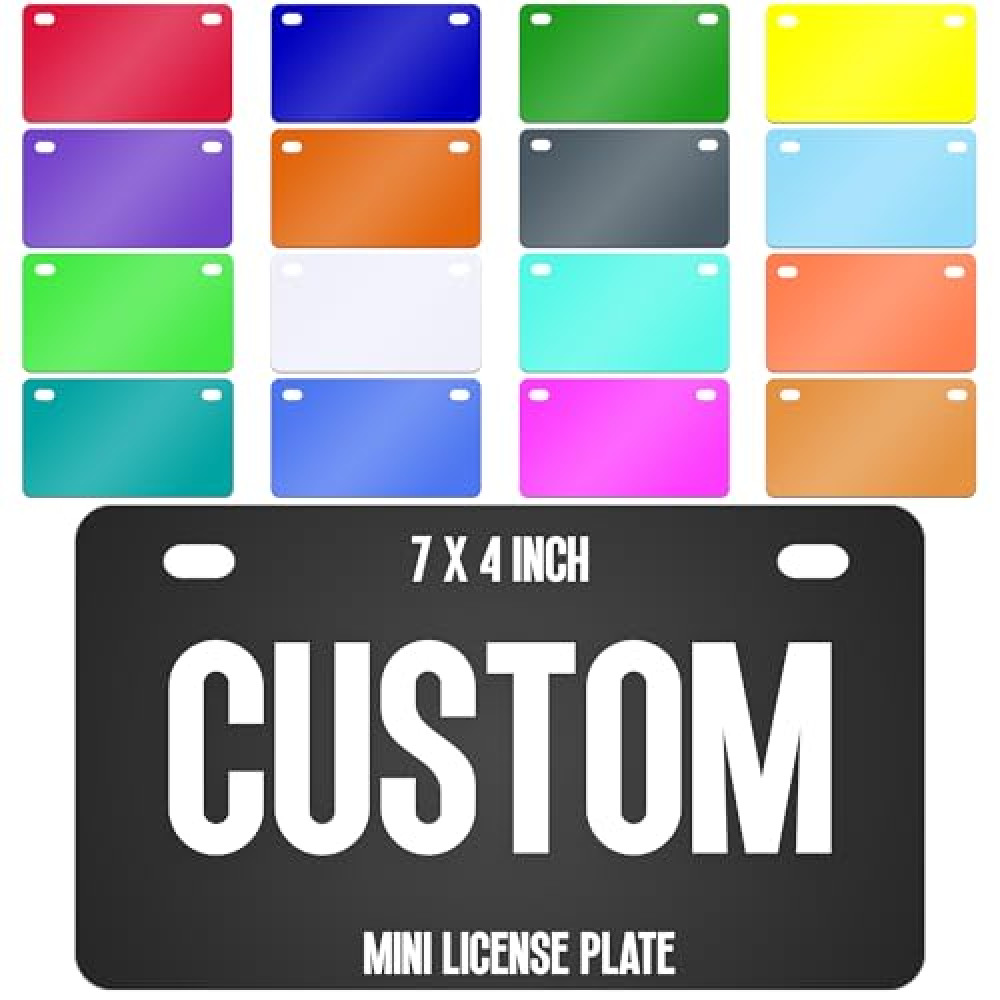 Custom Motorcycle License Plate - Custom Mini License Plate - Utv License Plate - Motorcycle Plate - ATV License Plate - Golf Cart License Plate - 7 x 4 - Choose Colors - Rust Free - Made in USA