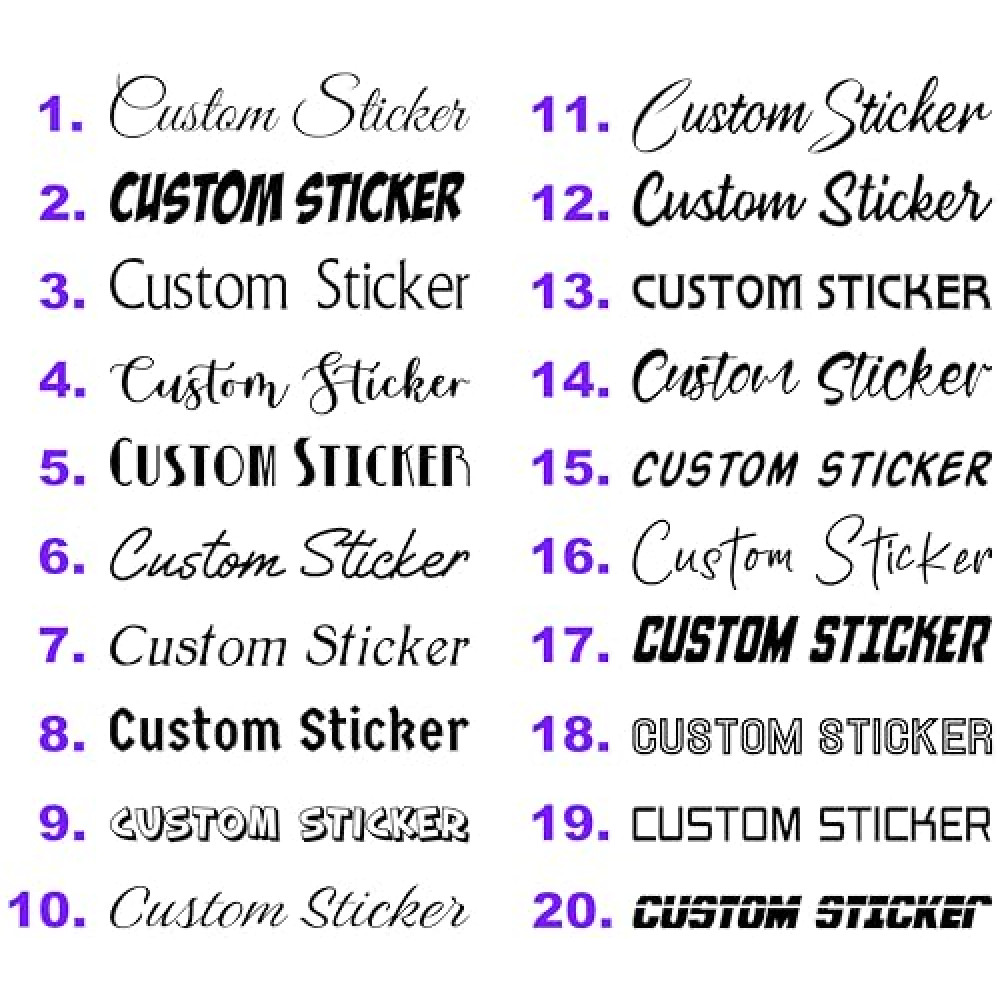 Custom Text Car Stickers Personalised Decals Vinyl Graphics 30 Fonts Small to Large Sizes 23 Gloss Colours