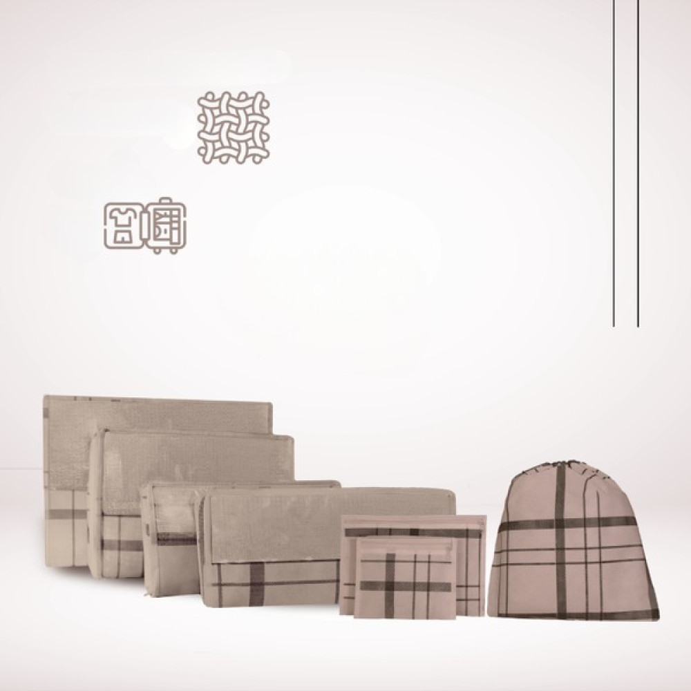 Cuty Home Ev Tekstil Ekose Desen Bej Valiz Organizer -7 Li Set - 7'li Eşya Saklama / Düzenleme Fiyatı