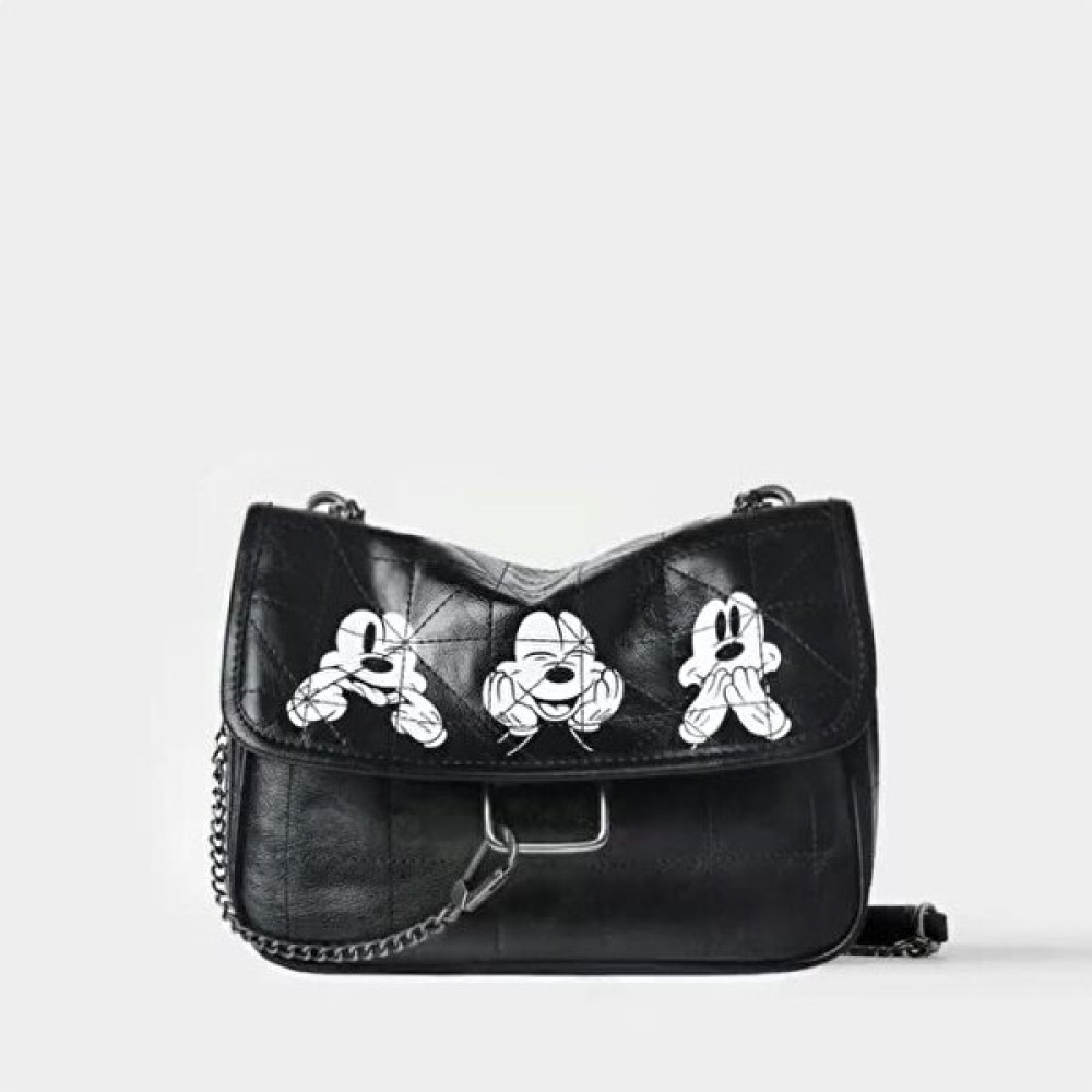 Cwecom10 Zara Kadınların Çantası 2022 Yeni Moda Disney Mickey Fare Black Mickey Stray Bag Chain One Shoulder Crossbody Bag (Yurt Dışından) Kadın Ayakkabıları Fiyatı