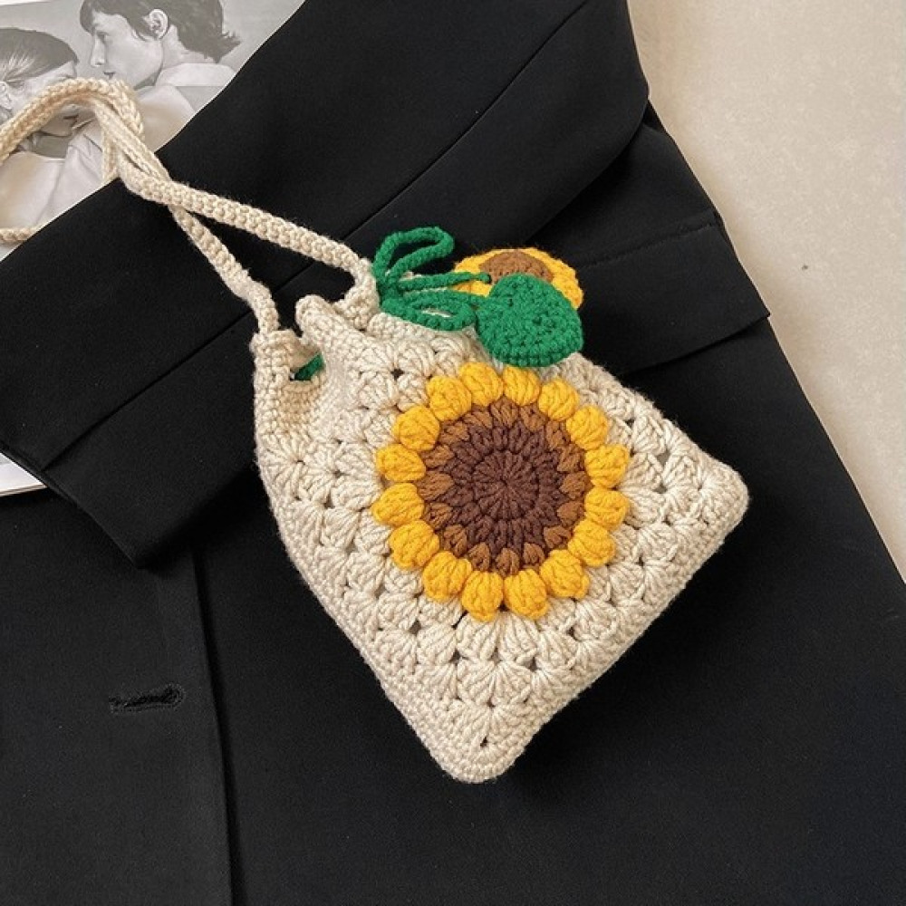 Cwecom12 Sanying Bitmiş El Örgüsü Çanta Pastoral El Örgüsü Iplik Çanta Ayçiçeği Çocuk Sevimli Askılı Çanta Cep Telefonu Çantası (Yurt Dışından) Bayan Çanta ve Cüzdan Fiyatı
