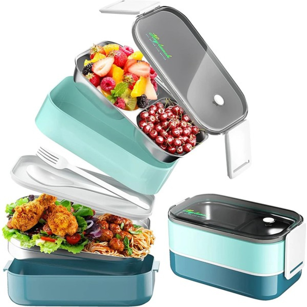 Cwecom4 Fıy Sefer Tası Öğle Yemeği Kutusu Bölmeli Paslanmaz Çelik Sandviç Kutusu Bento Kutuları Sızdırmaz 1400 Ml. (Yurt Dışından) - Yeşil - Mavi Saklama Kapları Fiyatı