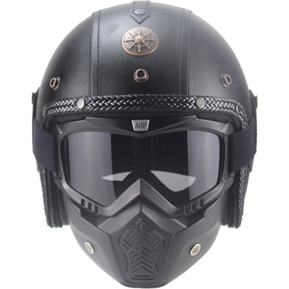 Cwecom4 Xundian Retro Harley Kask Deri Kişilik Kask Elektrikli Yarım Kask Kask (Yurt Dışından) - Siyah - Mavi Motorsiklet Kaskları Fiyatı