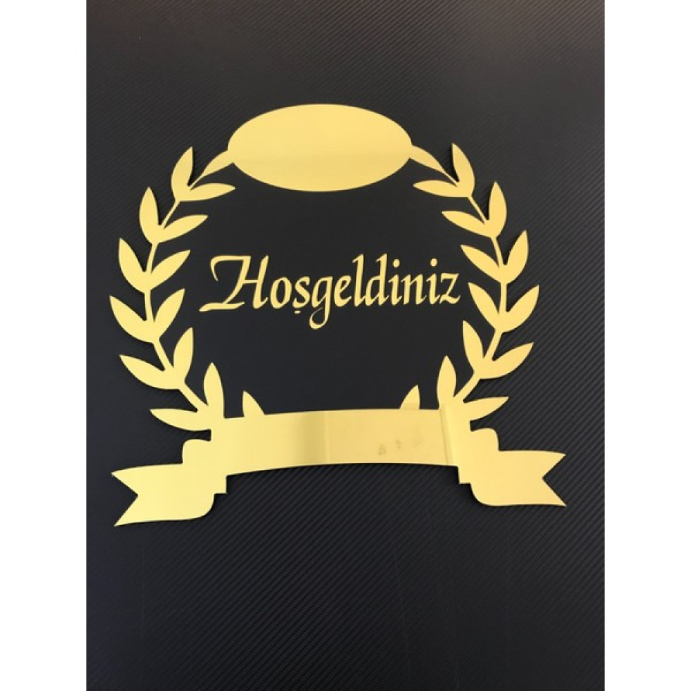 Cyatelier Evimize Hoşgeldiniz Yazılı Kapı Isimliği Kapı Süsü - Gold - 20 x 30 cm Bebek Kapı Süsü Fiyatı