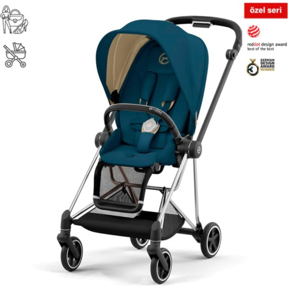 Cybex Mios (Chrome/Black) Çift Yönlü Tek Elle Katlanan Travel Sistem Bebek Arabası - Mountain Blue Bebek Arabası-Puset Aksesuarları Fiyatı
