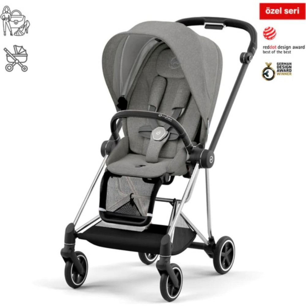 Cybex Mios (Chrome/Black) Çift Yönlü Tek Elle Katlanan Travel Sistem Bebek Arabası - Soho Grey Bebek Arabası-Puset Aksesuarları Fiyatı