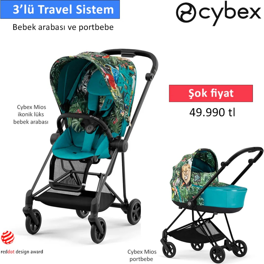 Cybex Mios Portbebe Hediyeli (Ikonik Bebek Arabası) We The Best - Mavi Bebek Arabası ve Pusetler Fiyatı