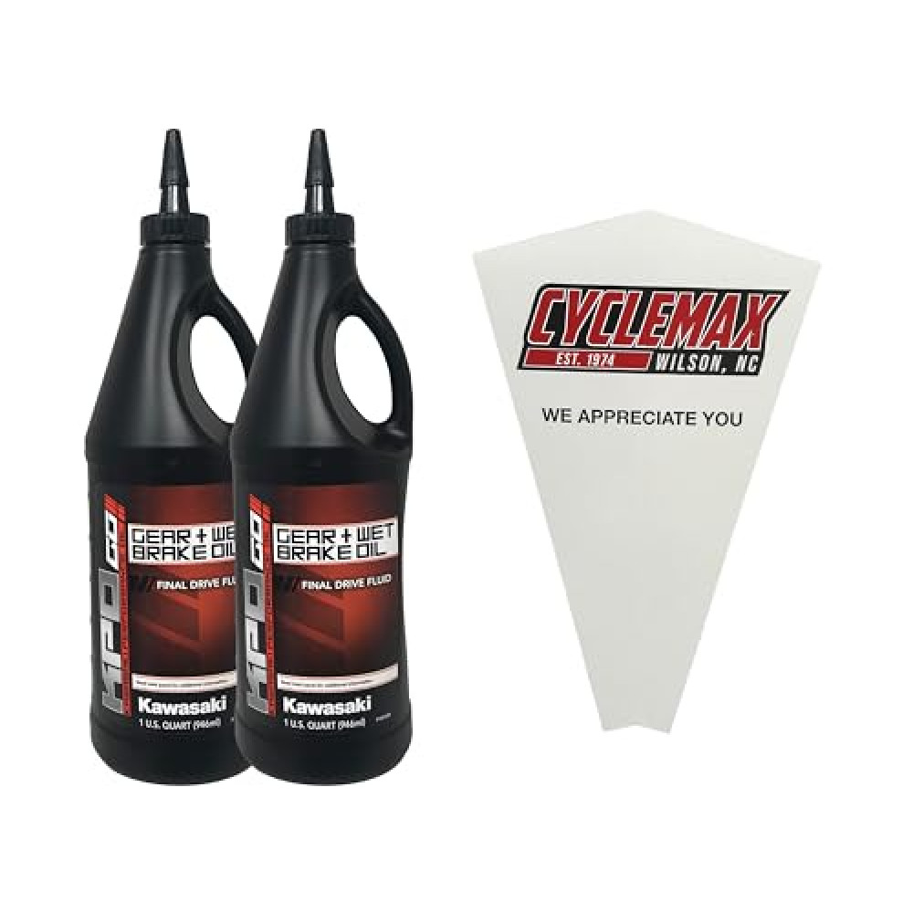 Cyclemax Two Pack Compatible with Kawasaki KPO Gear + Wet Brake Oil K6103G-101-01Q Contains Two Quarts and a Funnel