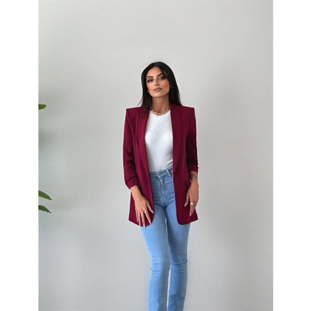 CYU Butik Kolu Büzgülü Atlas Kumaş Blazer Kadın Ceket Bayan Ceket Fiyatı