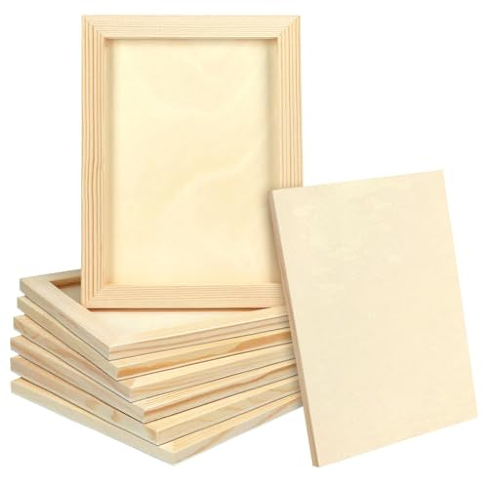 CZWESTC 8 Pcs Wood Panel Boards for Painting, 8 x 6 inch Unfinished Wooden Canvas for Crafts & Arts Projects Like Clay, Collage, Pouring, Drawing, Dried Flowers