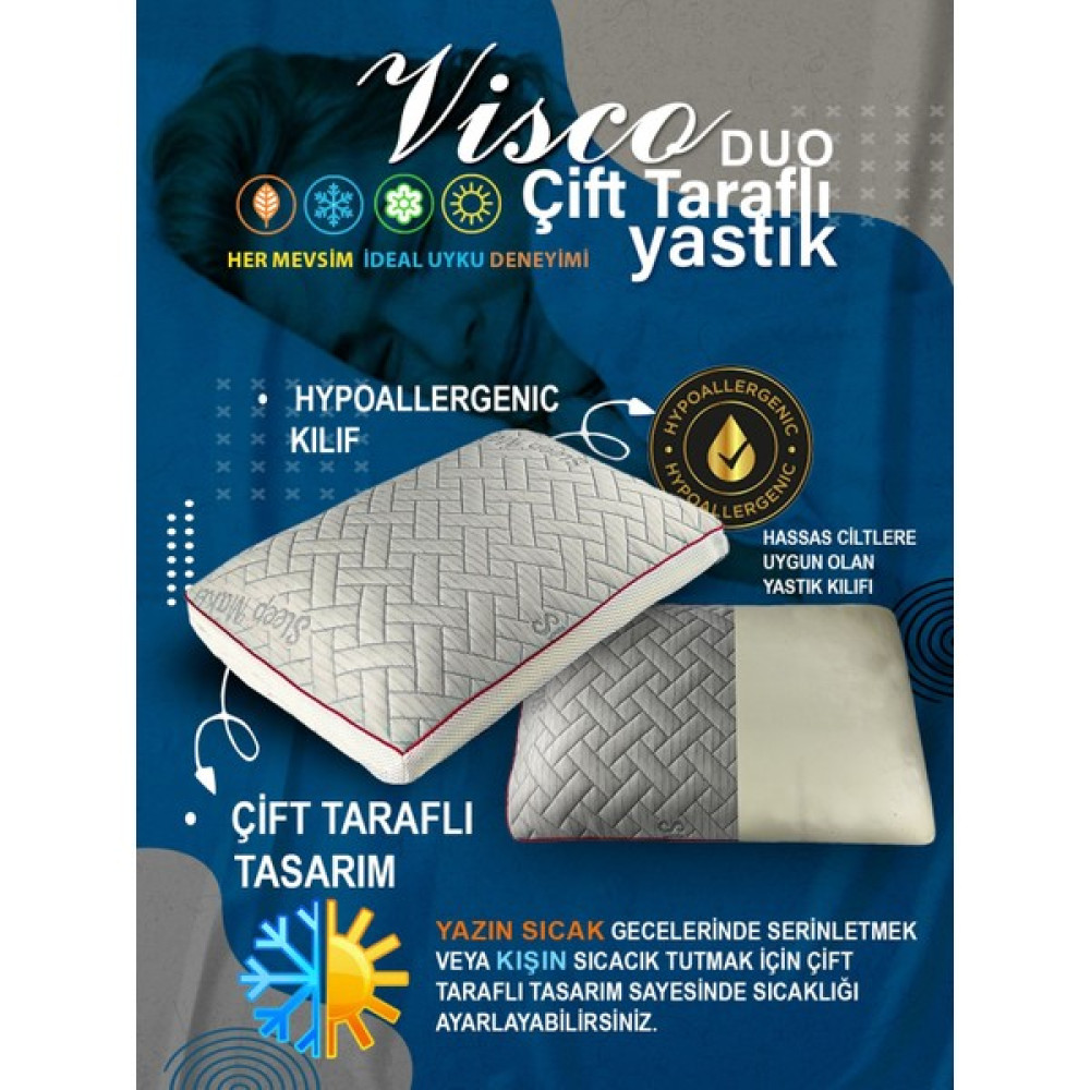 Czy Life Visco Duo Ortopedik Çift Taraflı Yaz Kış Kullanım Seçenekli Hava Kanallı Yastık Boyun Fıtığı Boyun Düzleşmesi Için - 40 x 60 cm - Beyaz Yastık Fiyatı