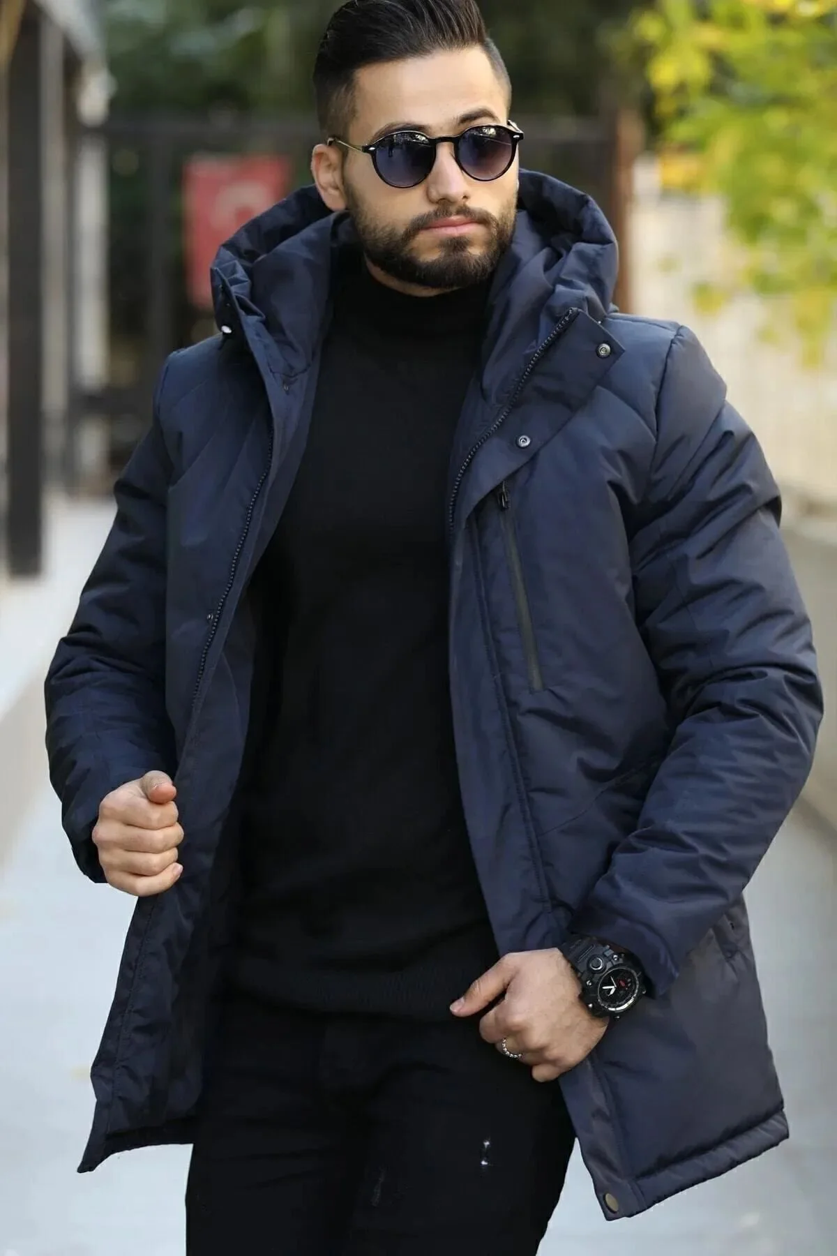 D1fference Erkek Lacivert Astarlı Rüzgar Geçirmez Kapüşonlu Kışlık Kalın Mont & Kaban & Parka 2XL Beden" Bayan Mont Fiyatı