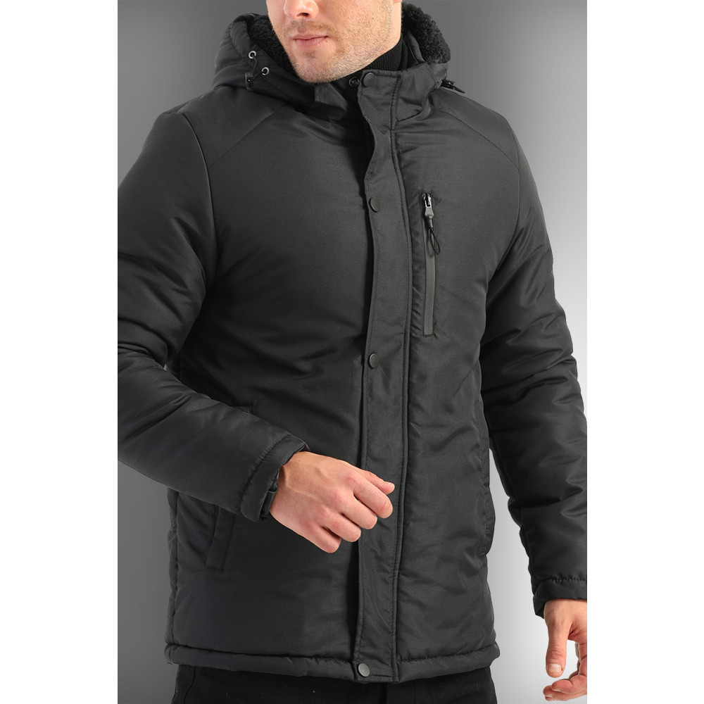 D1fference Erkek Siyah Polarlı Çıkma Kapüşonlu Su Ve Rüzgar Geçirmez Spor Kışlık Mont & Kaban & Parka 2XL Beden Mont (Outdoor) Fiyatı