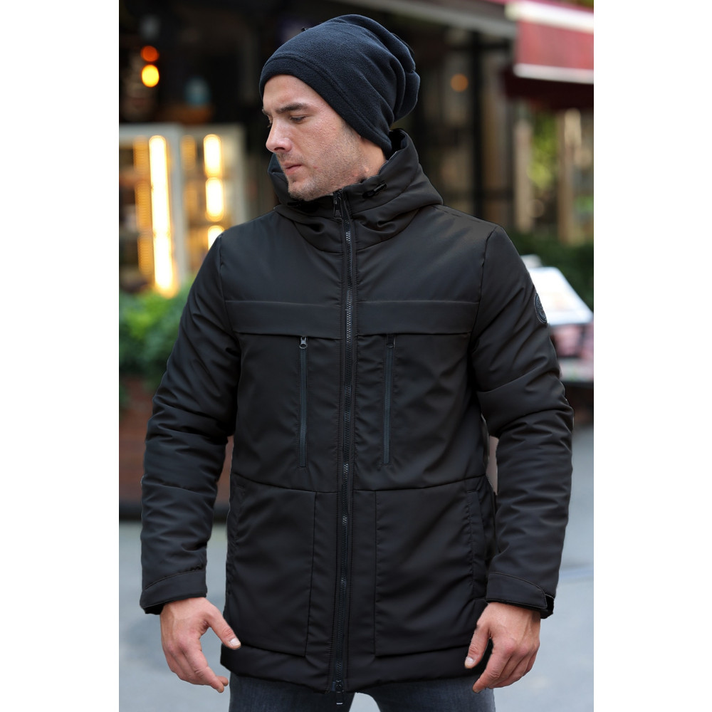 D1fference Erkek Siyah Polarlı Su Ve Rüzgar Geçirmez Kapüşonlu Kışlık Mont & Kaban & Parka XXL Beden Bayan Mont Fiyatı