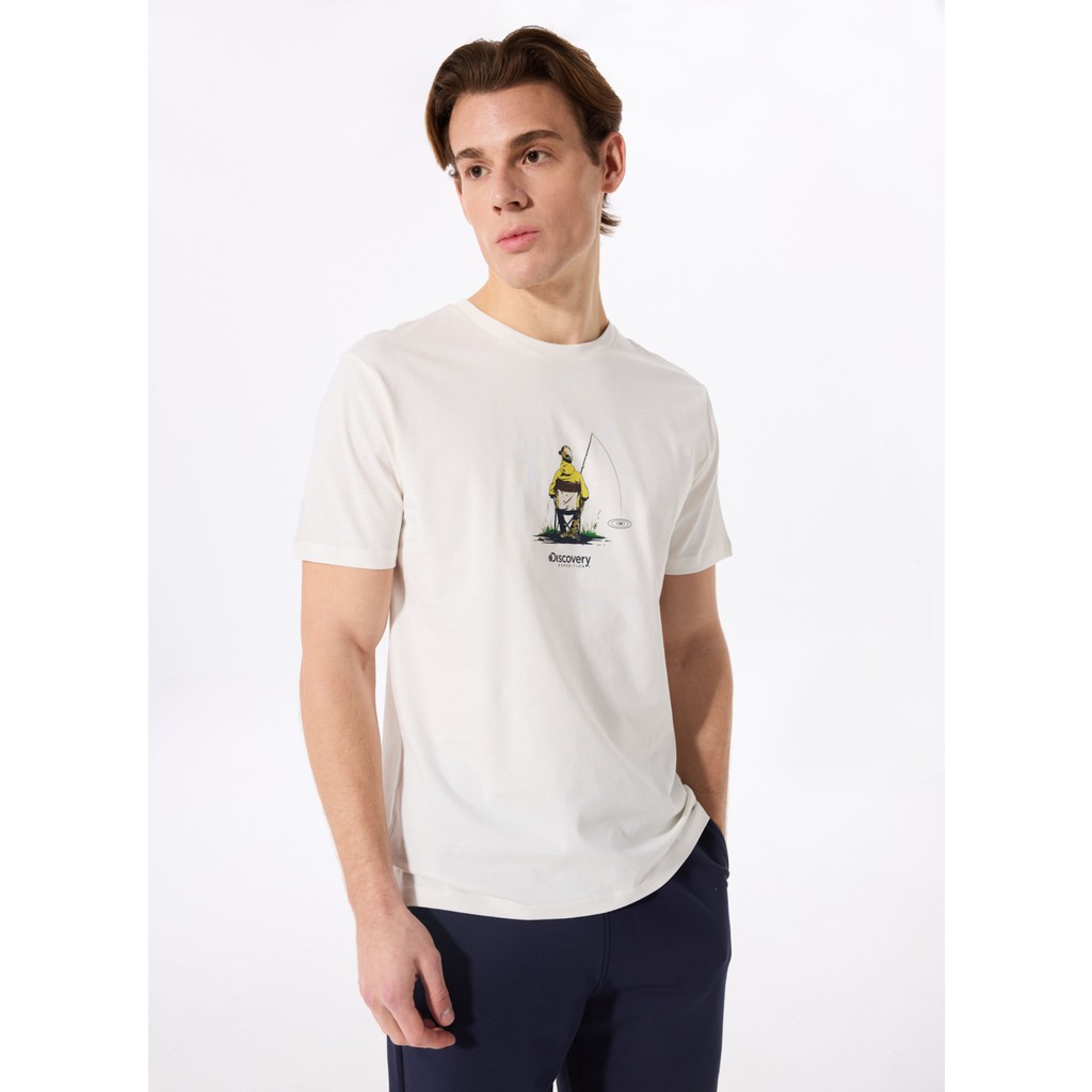 D5SM-TST3736 Kırık Beyaz Bisiklet Yaka Relaxed Fit Baskılı Erkek T-Shirt Erkek T-shirt Fiyatı
