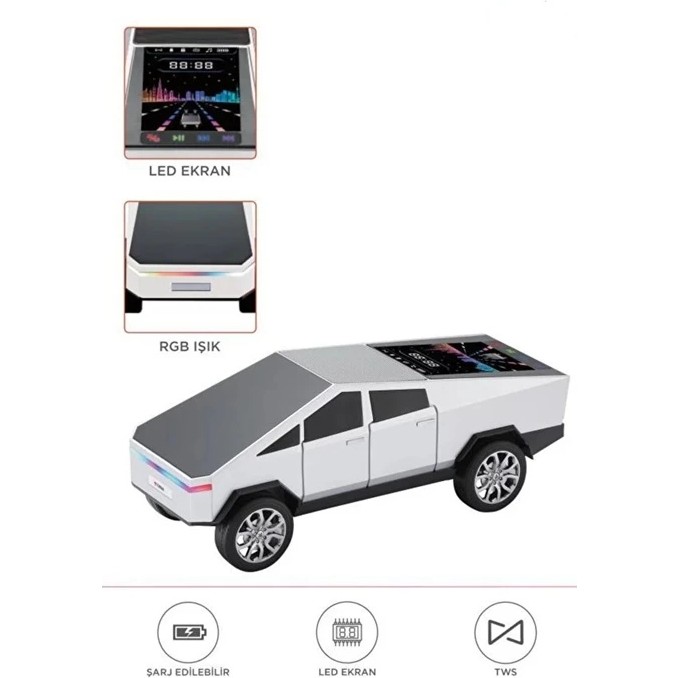 D68 Cyber Model Araba Tasarımlı Bluetooth Hoparlör 15W Güçlü Ses Rgb LED /tws/usb - Beyaz Bluetooth Hoparlör Fiyatı