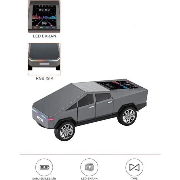 D68 Cyber Model Araba Tasarımlı Bluetooth Hoparlör 15W Güçlü Ses Rgb LED /tws/usb - Gri Bluetooth Hoparlör Fiyatı