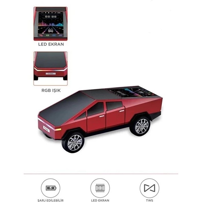 D68 Cyber Model Araba Tasarımlı Bluetooth Hoparlör 15W Güçlü Ses Rgb LED /tws/usb - Kırmızı Bluetooth Hoparlör Fiyatı