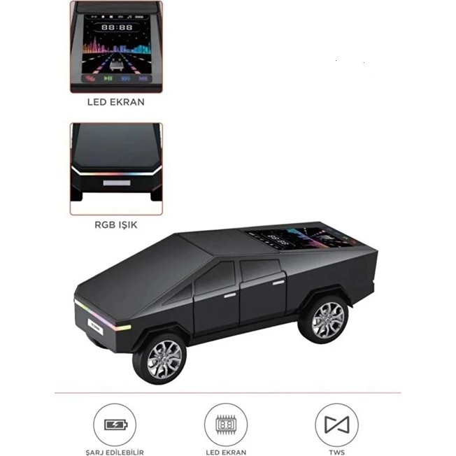 D68 Cyber Model Araba Tasarımlı Bluetooth Hoparlör 15W Güçlü Ses Rgb LED /tws/usb - Siyah Bluetooth Hoparlör Fiyatı