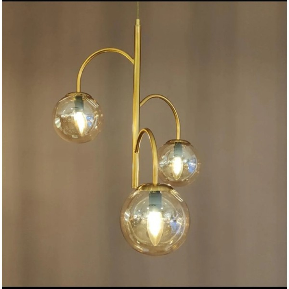Dab Home 3 Lü Sarkıt Avize Karpuz Cam Avize -3 Lü Sarkıt Avize - Top Camlı Avize Gold Sarkıt Fiyatı
