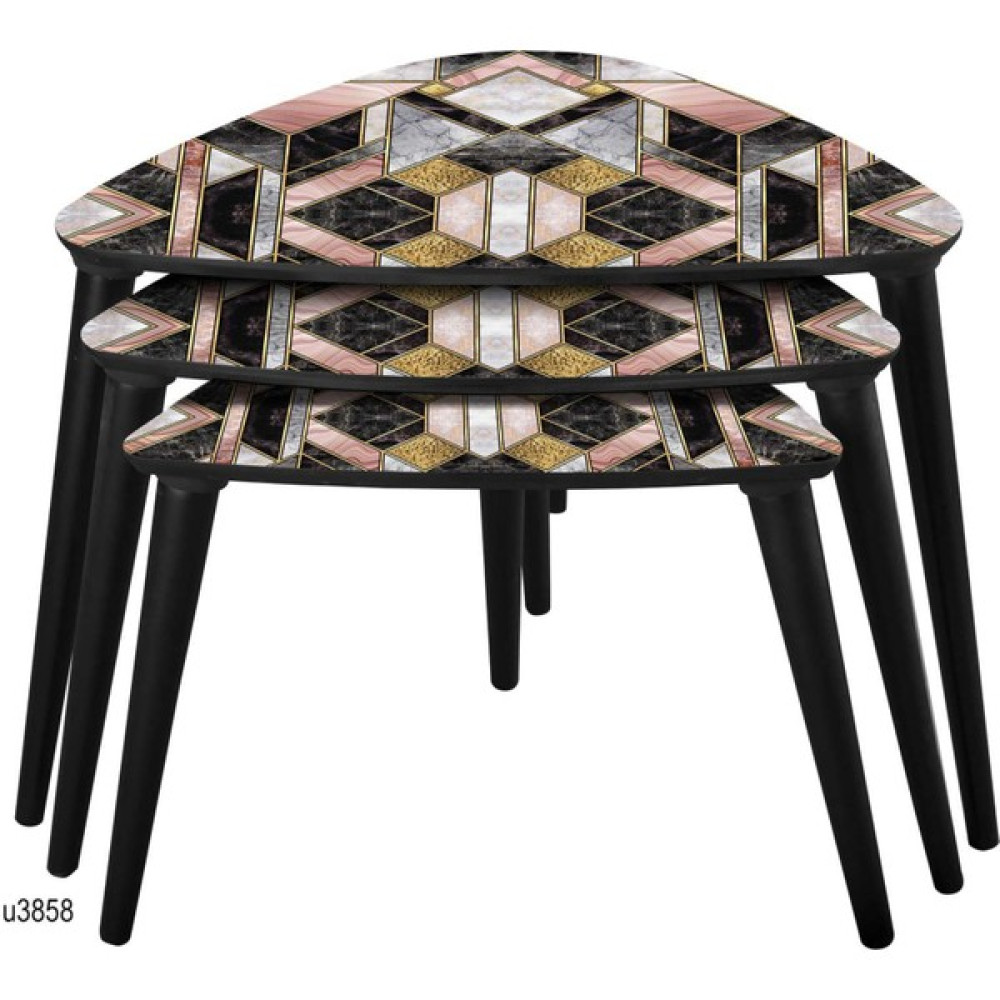 Dab Home 3'lü üçgen zigon sehpa - modern tasarım zigon sehpa u3858 Zigon Sehpa Fiyatı