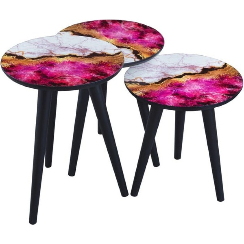 Dab Home 3'lü Zigon Sehpa - Modern Tasarım Zigon Sehpa - Pembe Zigon Sehpa Fiyatı