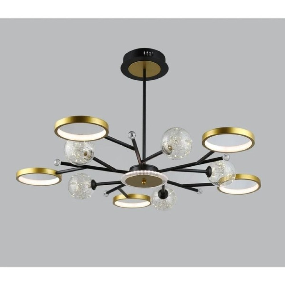 Dab Home Dabhome Modern Tasarım Özel Üretim LED Avize- Gold Siyah Ledli Salon AVIZE10 Başlıklı - 3 Renk Yanar - 10'lu Avize Fiyatı