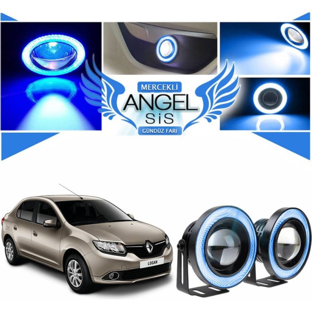 Dacia Logan Uyumlu, Universal Mercekli LED Angel Sis Farı, 76MM Buz Mavi Renk Oto Boyaları Fiyatı