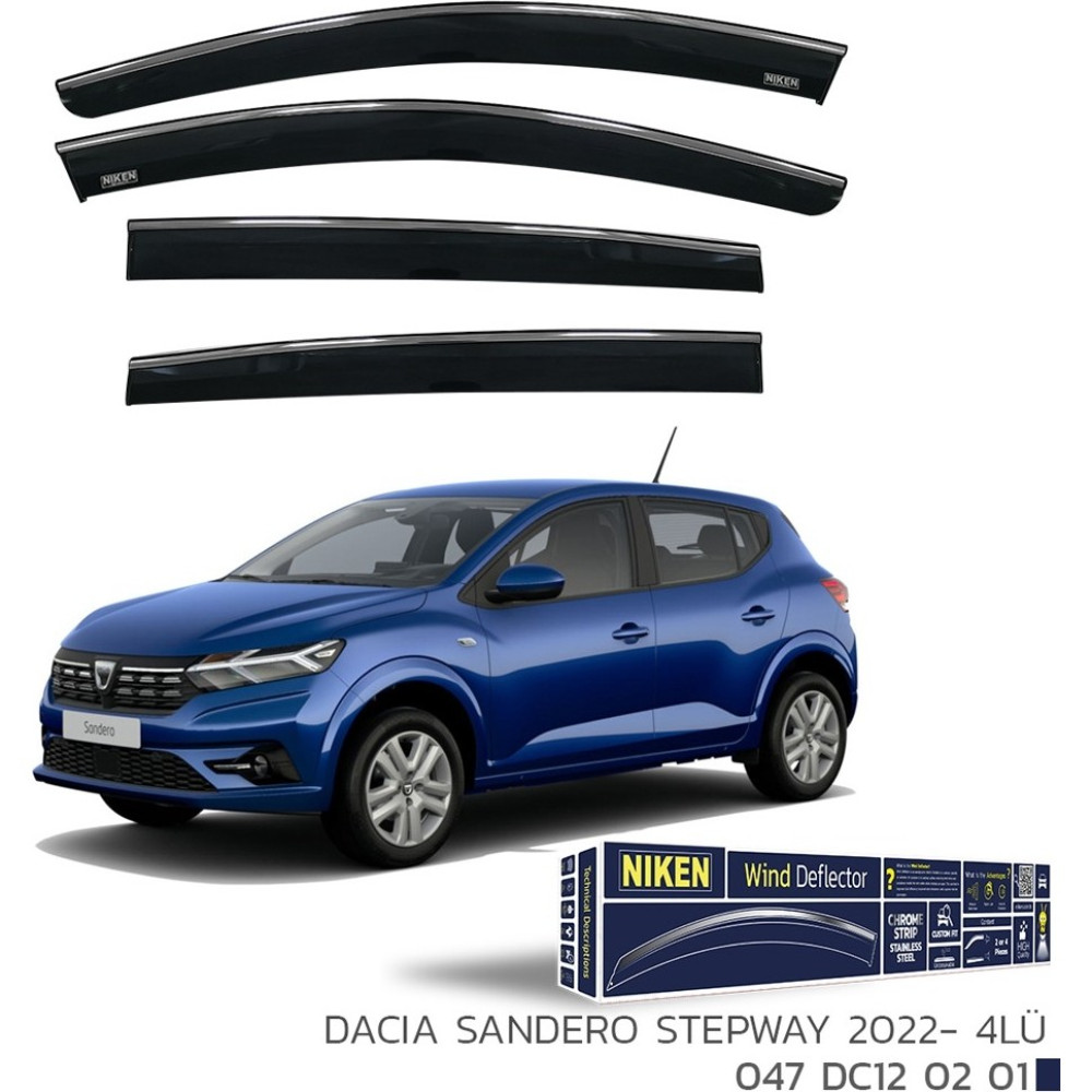 Dacia Sandero Stepway 2022 ve Sonrası Kromlu Cam Rüzgarlığı Oto Rüzgarlıkları Fiyatı