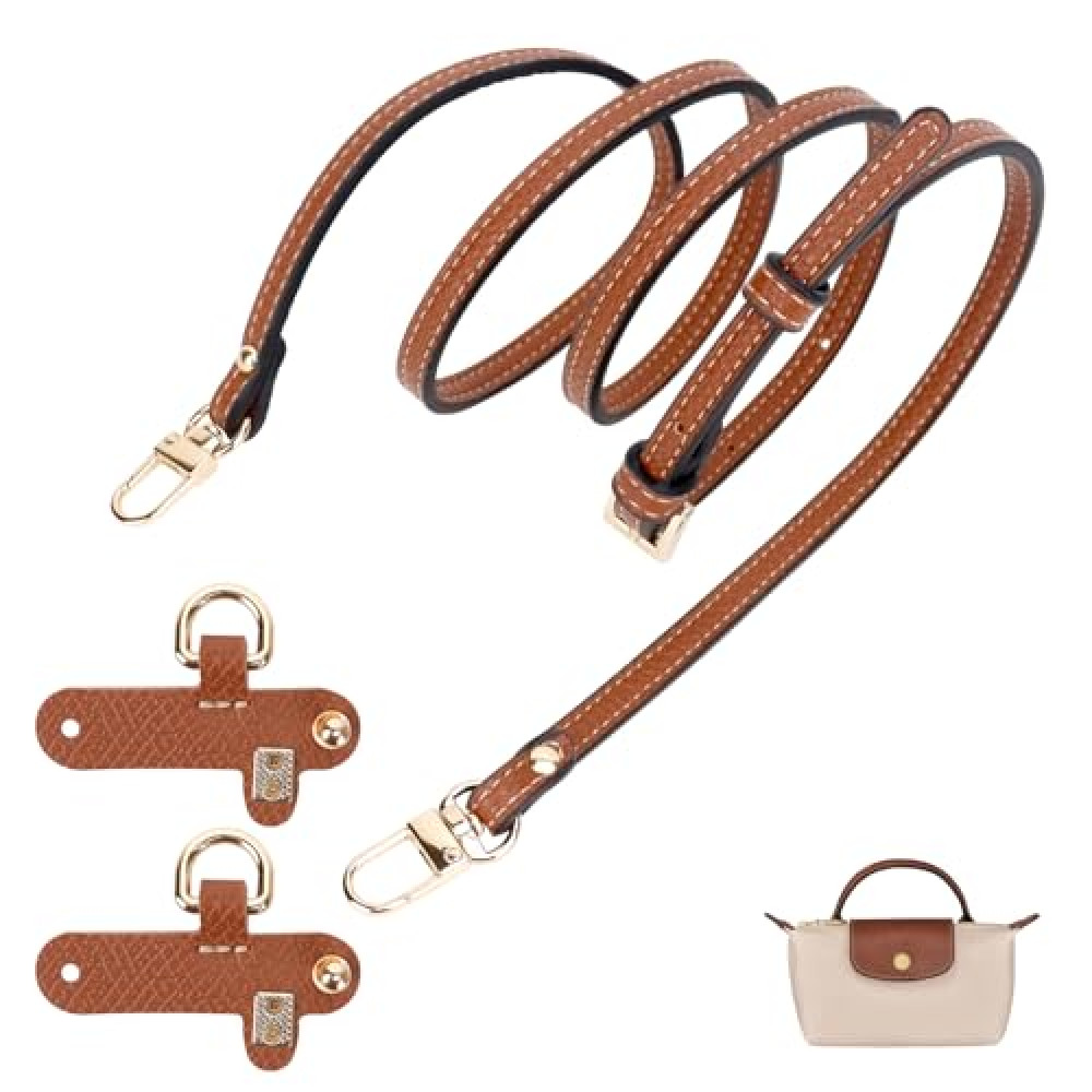 dadop Strap Kit Compatible with Longchamp Mini Bags - Leather Adjustable Purse Straps for Women's Mini Shoulder Bag, Crossbody Handbag - Purse Straps for Longchamp Mini Bags