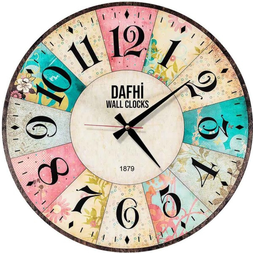 Dafhi Aksesuar Dafhi Dekoratif Ahşap Duvar Saati 45X45 - Renkli - 45 x 45 cm Dekoratif Saat Fiyatı