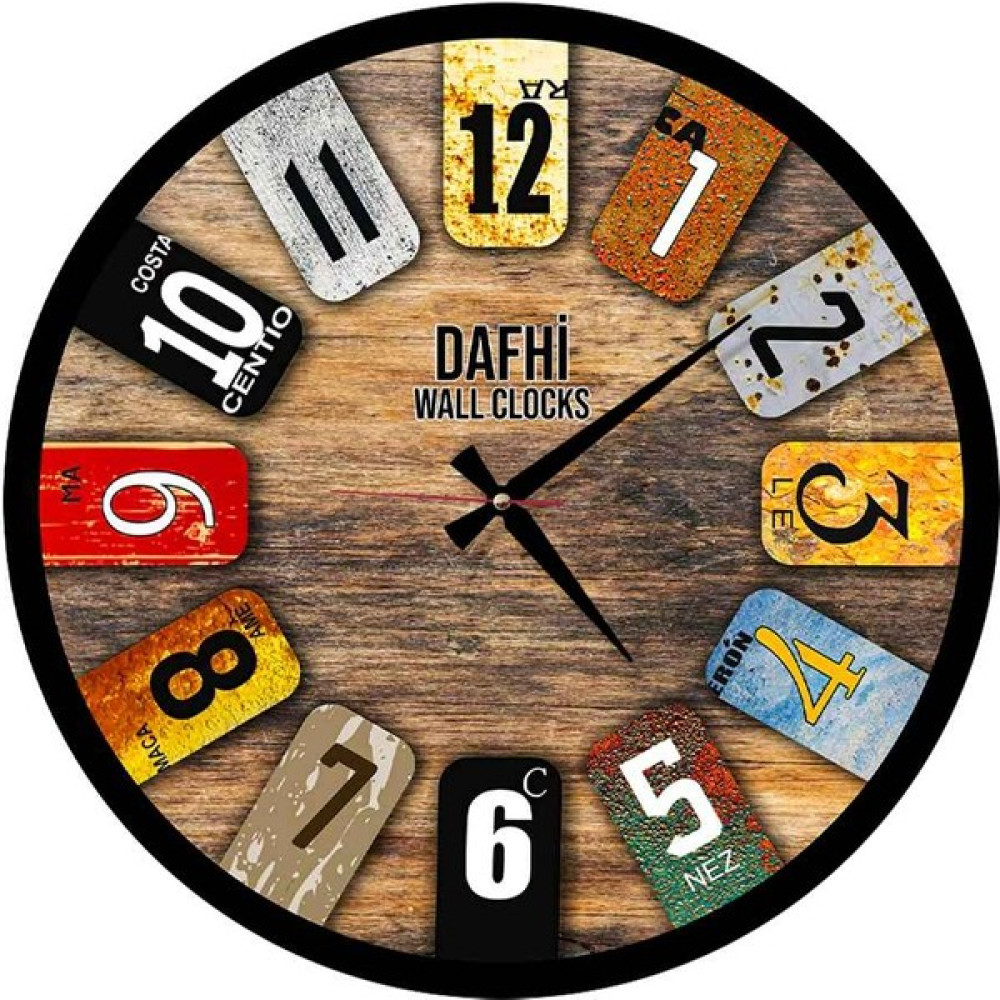 Dafhi Dekoratif Ahşap Duvar Saati 45x45 - Renkli - 45 x 45 cm Dekoratif Saat Fiyatı