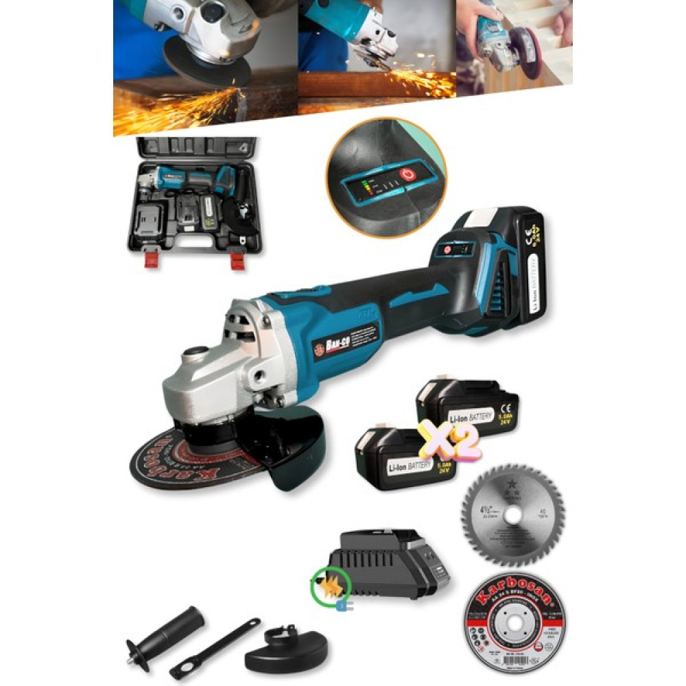 Dager EQE Kömürsüz 24 V 5 Ah Çift Akülü 125 mm Şarjlı Avuç Taşlama Makinesi - Inox Kesici ve Sunta Kesme Hediye Taşlama Makinesi Fiyatı
