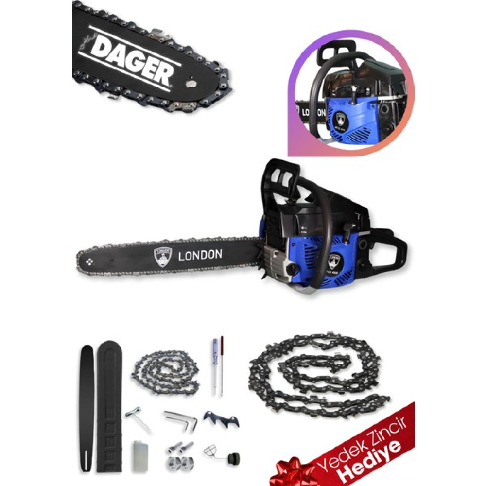 Dager Turbo CS4500 2.5 Hp Motorlu Testere 45 CM Pala Ağaç Dal Kesim Benzinli Hızar Motoru Bahçe Makinesi Fiyatı