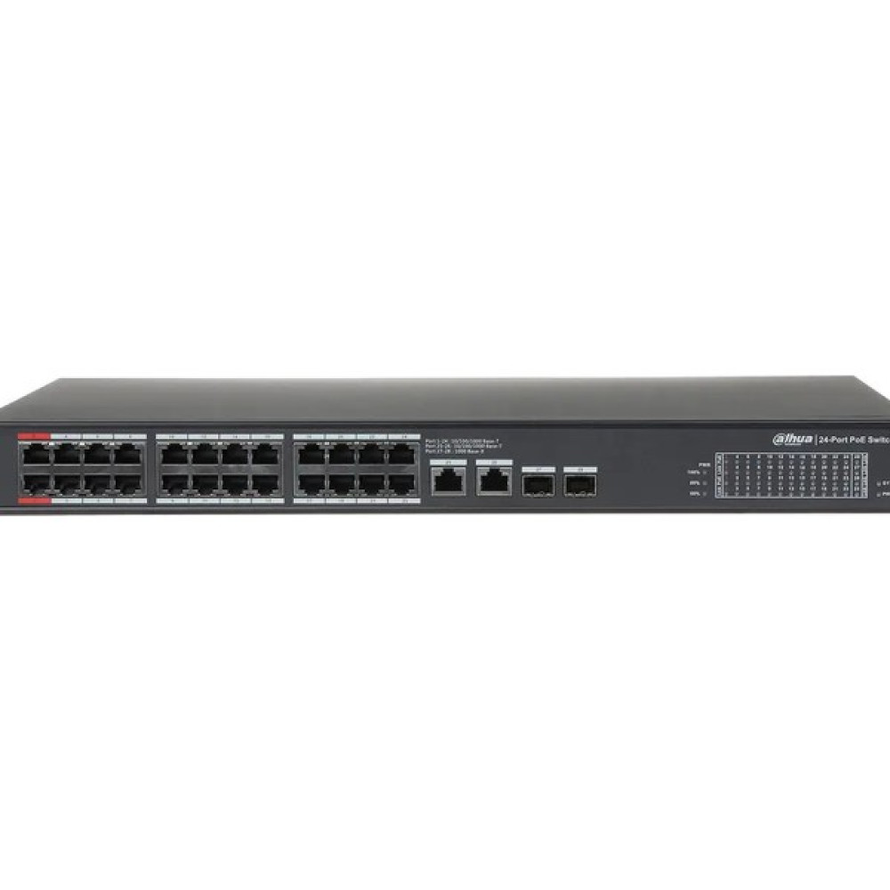 Dahua PFS3228-24GT-360, 24 Port, Gigabit, 24 Port Poe, 360W, +2 Port Combo Sfp, +2 Port Gigabit Uplink, Rack Mount Switch Hub & Switch Fiyatı