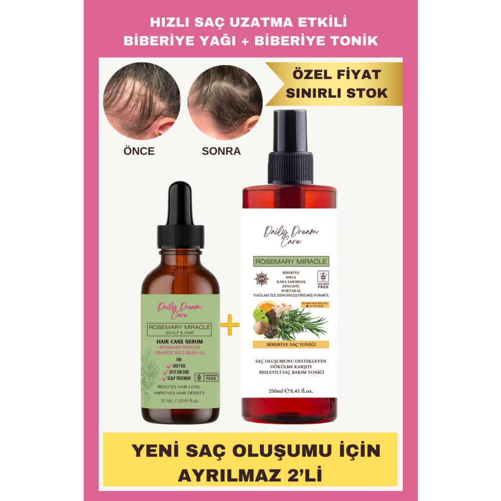 DAİLY DREAM CARE Daily Dream Care Hızlı Saç Uzatma Biberiye Serum + Biberiye Tonik Seti Saç Bakımı Fiyatı
